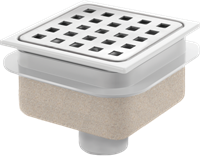 VDB Doucheput met ABS Puthuis + RVS Rooster | 105 x 105mm - 40mm Onderuitl.