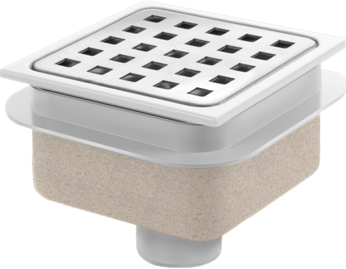 VDB Doucheput met ABS Puthuis + RVS Rooster | 105 x 105mm - 40mm Onderuitl.