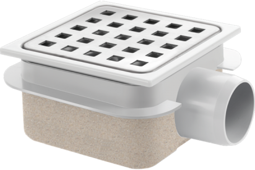 VDB Doucheput met ABS Puthuis + RVS Rooster | 105 x 105mm - 40mm Zijuitl.