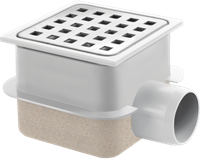 VDB Doucheput met ABS Puthuis + RVS Rooster | 105 x 105 x 80mm - 50mm Zijuitl.