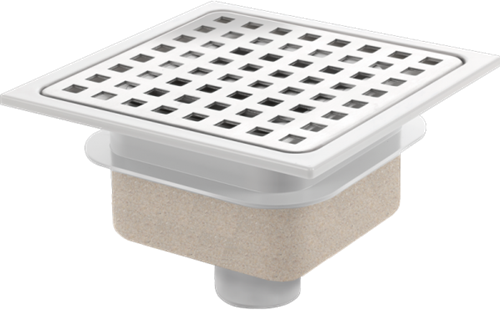 VDB Doucheput met ABS Puthuis + RVS Rooster | 150 x 150mm - 40mm Onderuitl.