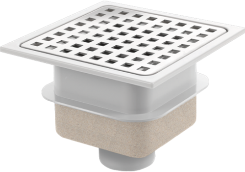 VDB Doucheput met ABS Puthuis + RVS Rooster | 150 x 150mm - 50mm Onduitl.