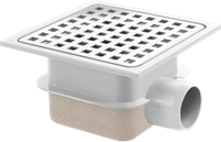 VDB Doucheput met ABS Puthuis + RVS Rooster | 150x150x80mm - 50mm Zijuitl.