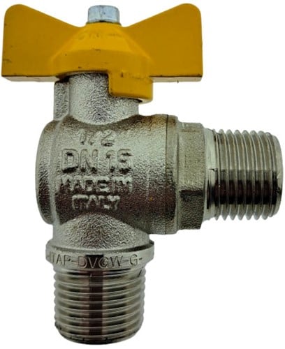 Gaskogelkraan Haaks 060 1/2'' 2x Buitendraad