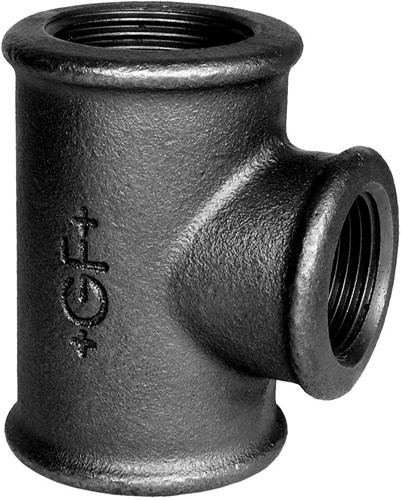 GF T-stuk type 130 zwart binnendraad