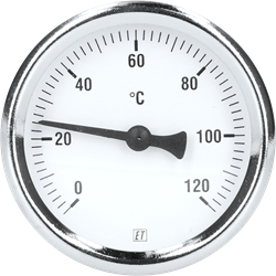 Thermometer Bimetaal 63 MM 0-120 1/2 Achteraansluiting"