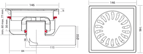 VDB Doucheput RVS + Design Rooster | 146 x 146mm - Draaibare uitl.-2