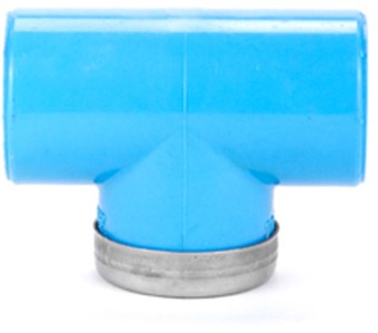 Perslucht T-stuk 90º + RVS Ring 20 MM x 1/2"