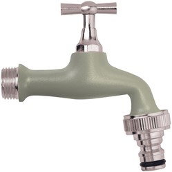 Colortap buitenkraan Khaki met snelkoppeling 1/2''