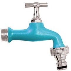 Colortap buitenkraan blauw met snelkoppeling 1/2''