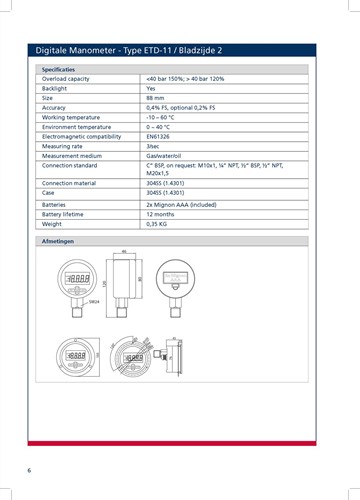 Digitale Manometer ETd 11 80 MM-2