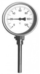 Thermometer Bimetaal 100 MM 0-120 1/2 Onderaansluiting"
