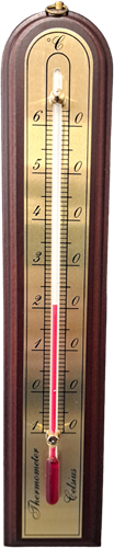 Analoge binnenthermometer gemaakt van eikenhout
