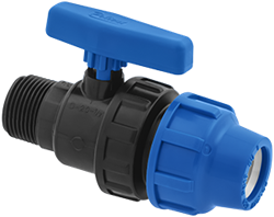 PP kogelkraan met PE koppeling x buitendraad