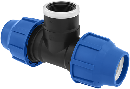 PE T-Stuk knel x binnendraad - Kiwa Keur - 32 mm x 3/4 x 32 mm