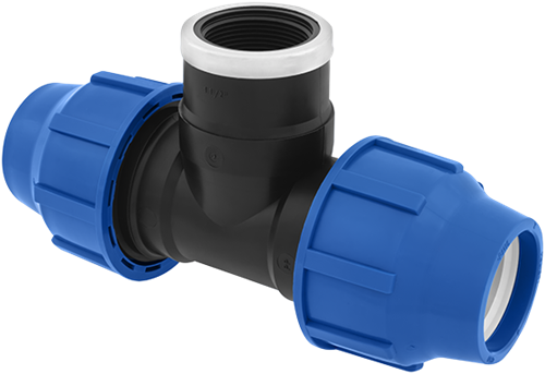PE T-Stuk knel x binnendraad - Kiwa Keur - 63 mm x 2 x 63 mm