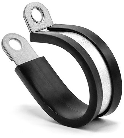 Leidingklem RVS met rubber inlage