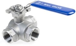 RVS Kogelkraan 3 weg T-boring binnendraad