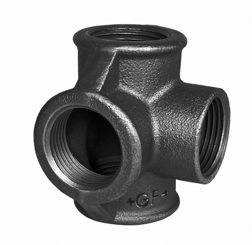 GF T-stuk met zijspruit type 223 zwart binnendraad
