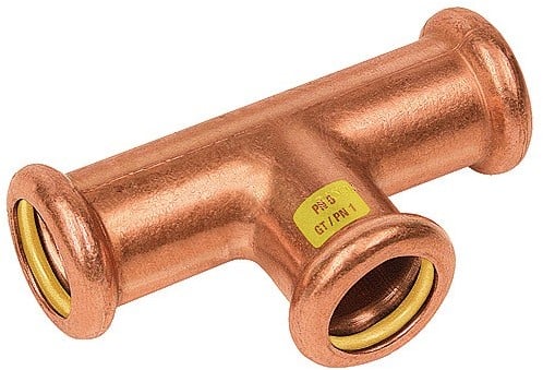 Bonfix Press GAS T-stuk verloop roodkoper - 3 x press