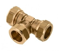 Bonfix T-stuk messing - 3 x knel - 22 mm