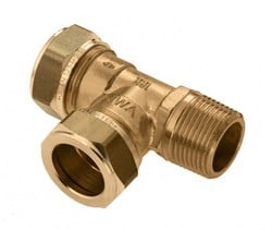 Bonfix T-stuk messing - knel x knel x buitendraad