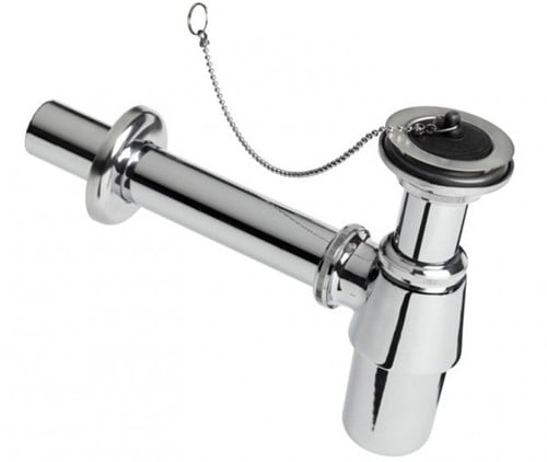 Bonfix Plugbekersifon met muurbuis en rozet gepolijst vechroomd - 1 1/4 x 32''