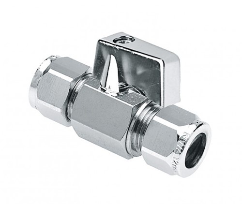 Bonfix wastafel (hoek) kogelstopkraan KIWA verchroomd - knop bediening - 2 x knel - 12x10 mm