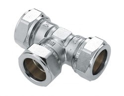 Bonfix T-stuk messing vertind - 3 x knel