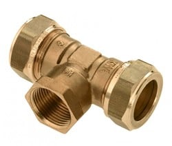 Bonfix T-stuk messing - knel x binnendraad x knel