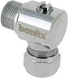 Bonfix hoekstopkraan KIWA verchroomd - schroevendraaier bediening - buitendraad x knel - 3/8 x 15