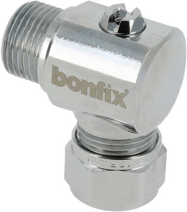 Bonfix hoekstopkraan KIWA verchroomd - schroevendraaier bediening - buitendraad x knel - 3/8 x 15
