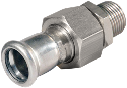 Bonfix Press 3-delige koppeling RVS - buitendraad x press - 1 1/4 x 35 mm''