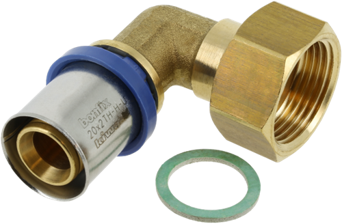 Bonfix Alu-pers 2-delige knie met losse fiberring - binnendraad x alu-pers - 3/4 x 20mm''