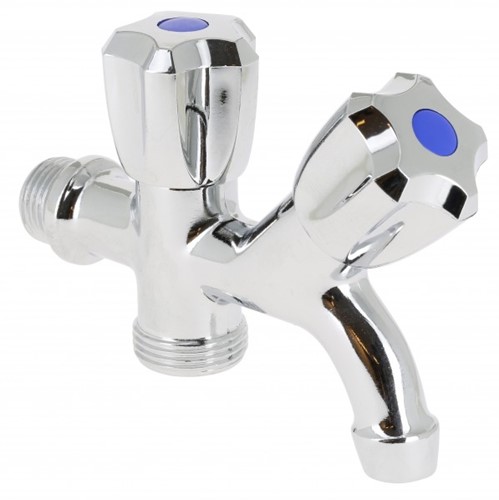 Bonfix Dubbele tapkraan gepolijst verchroomd - 2 x buitendraad - 1/2''