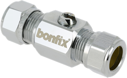 Bonfix wastafel (hoek) kogelstopkraan KIWA verchroomd - schroevendraaier bediening - 2 x knel