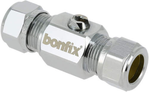 Bonfix wastafel (hoek) kogelstopkraan KIWA verchroomd - schroevendraaier bediening - 2 x knel